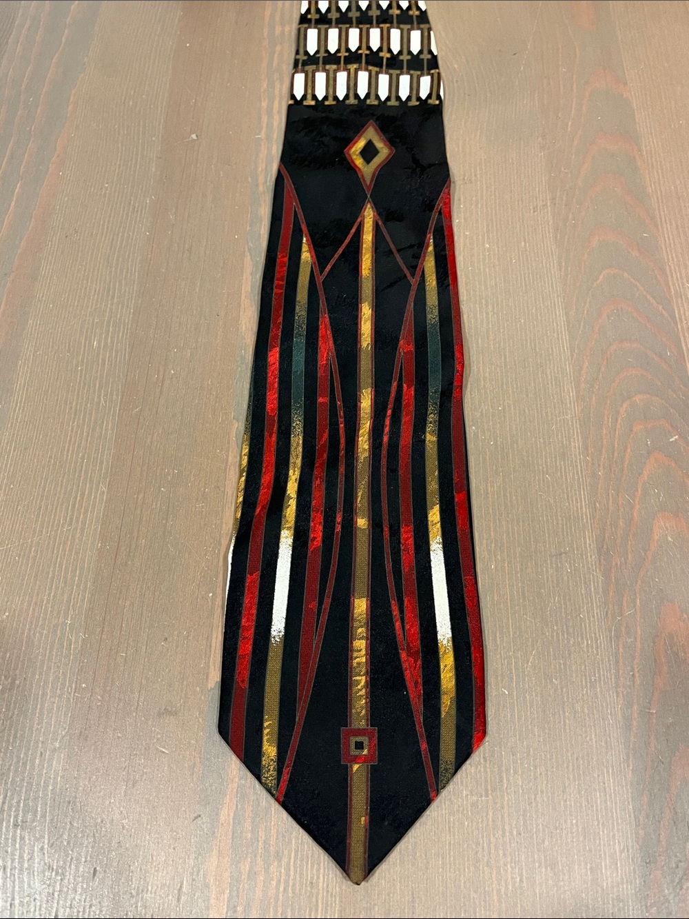 Gianni The Tie Shop Silk Mod Geo Print Stripes Italy Abstract Art Deco
